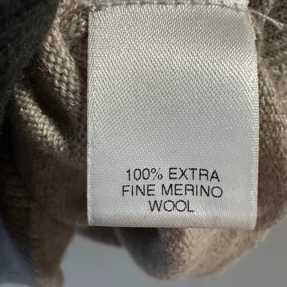 Turnbury Mens XLT Tan Extra Fine Merino Wool V-Neck Sweater Vest Tall